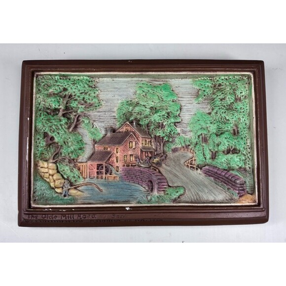 Vntg Chalware Frame 3D Art The Olde Mill 1978 Continental Studios of GA Signed - Picture 1 of 8